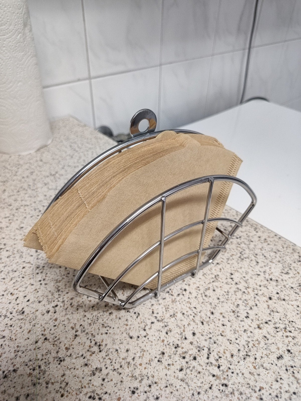 Metalen koffiefilterhouder met filters, Ophalen, Gebruikt