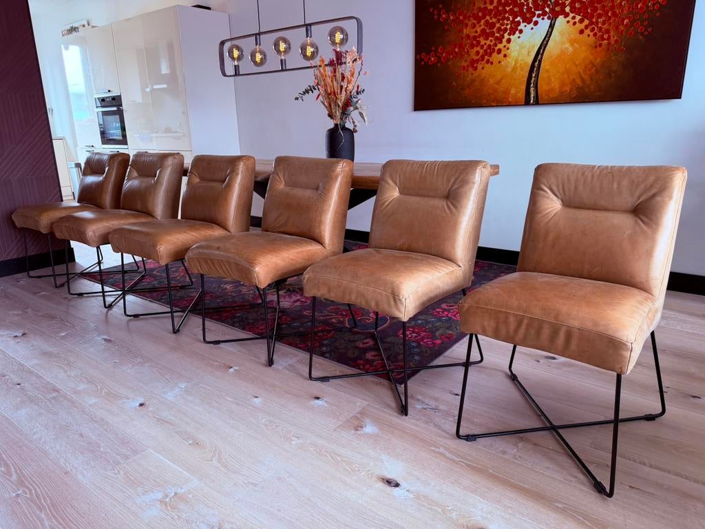 6 leren Eleonora Jayson stoelen, Huis en Inrichting, Stoelen, Leren, Bruin, Leer, Ophalen of Verzenden