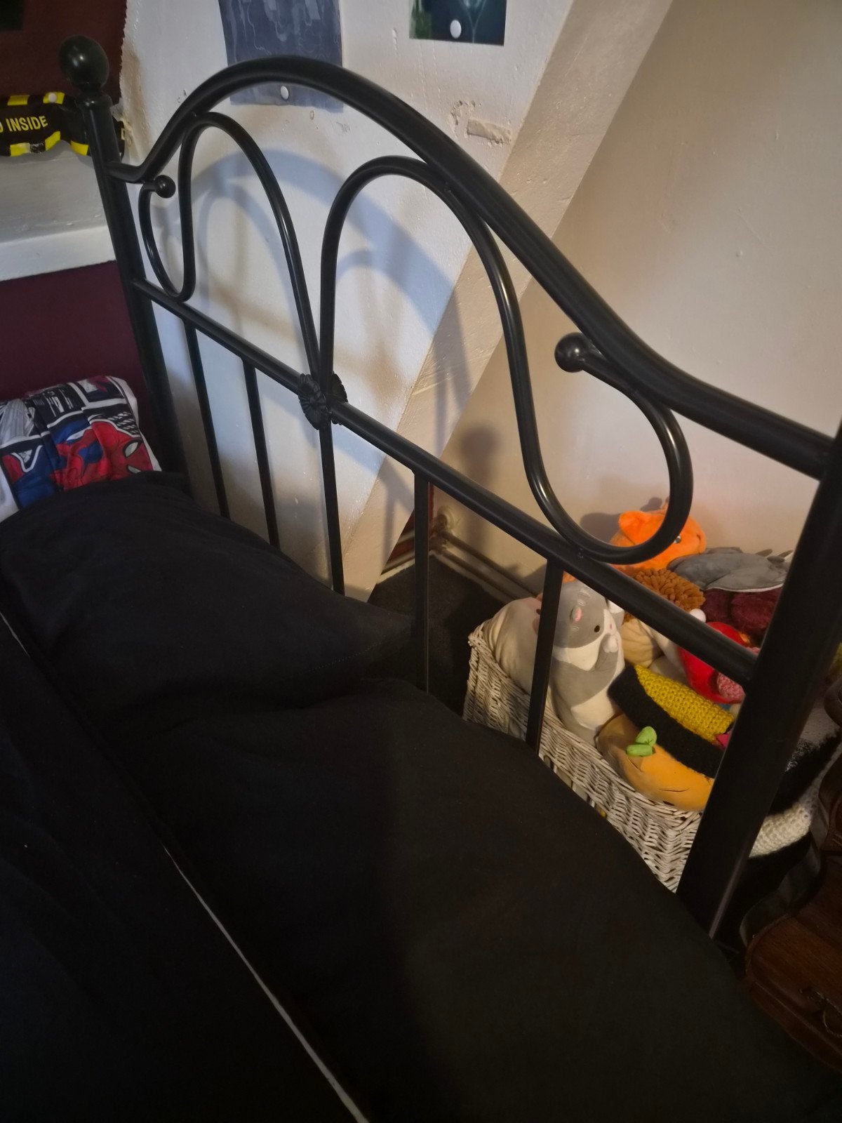 Stalen bedframe klassiek met lattenbodem, Huis en Inrichting, Slaapkamer | Bedden, Ophalen, Gebruikt, 90 cm, Eenpersoons