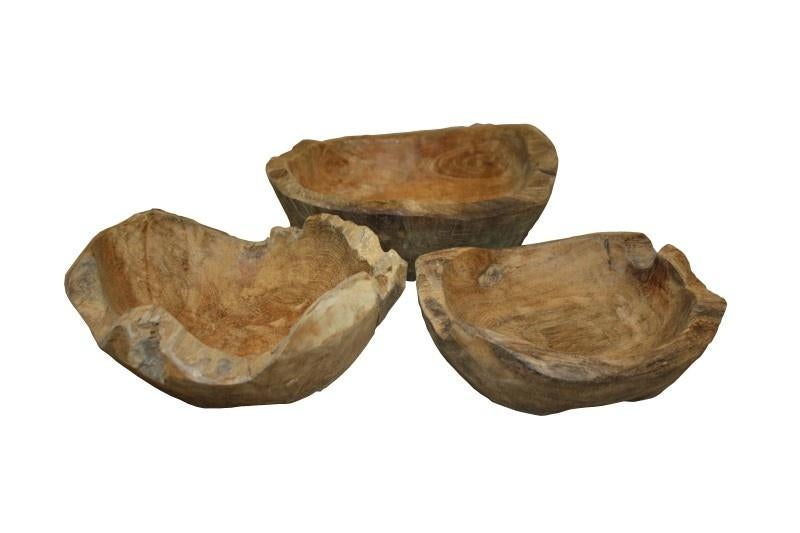 Teak schalen ~35 cm doorsnede, Huis en Inrichting, Woonaccessoires | Schalen en Manden, Schaal, Verzenden, Rond, Nieuw