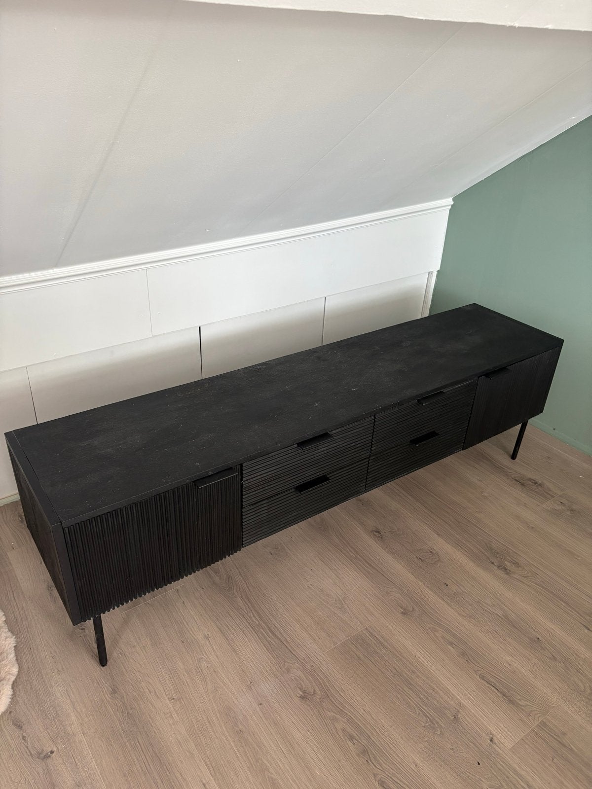 Nette tv kast mango hout zwart, Ophalen, Gebruikt, 150 tot 200 cm, Minder dan 100 cm