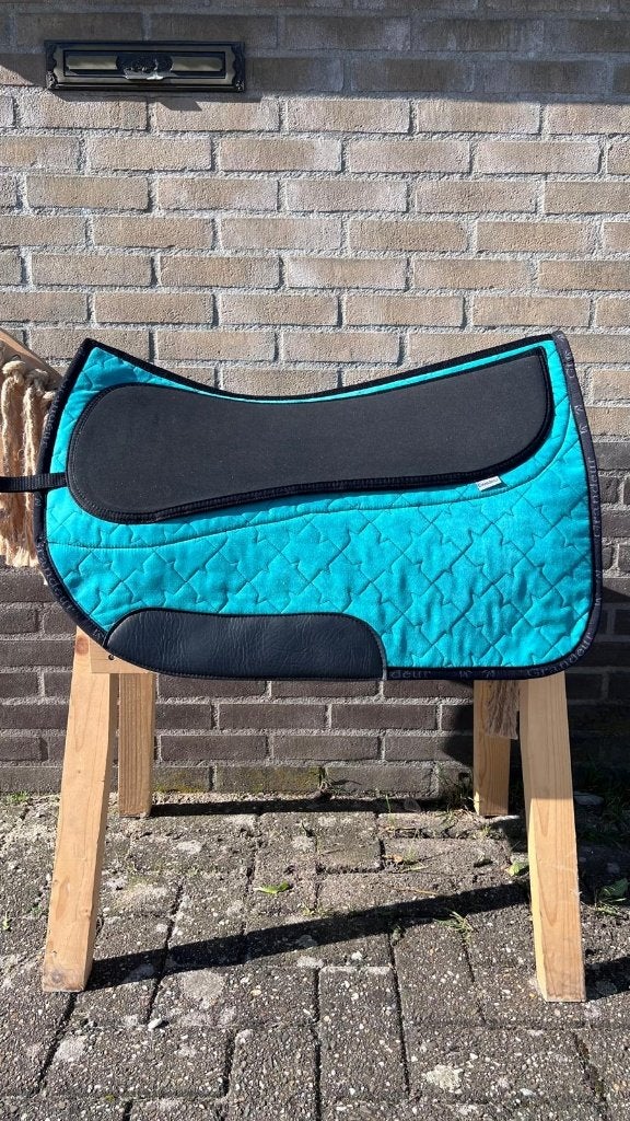 Grandeur Nieuwe Squareskirt westernpad met inlages turquoise, Full (L), Overige merken, Ruggengraat vrij, Zadeldekje