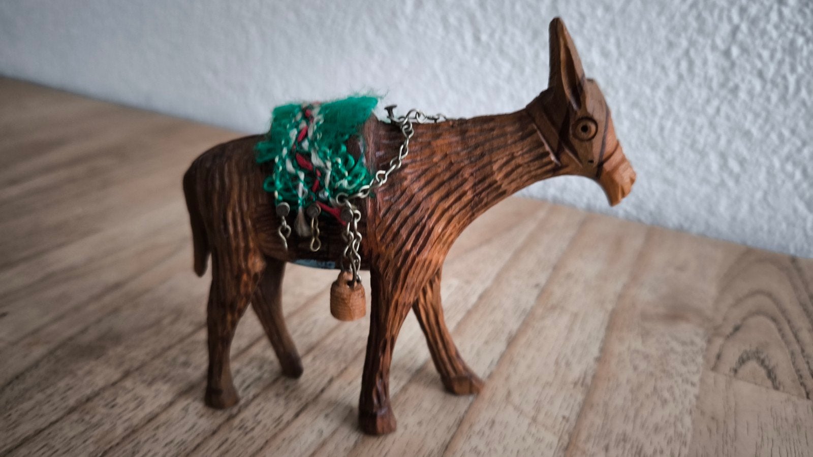 Vintage handgesneden ezel retro houten beeldje, Ophalen of Verzenden, Zo goed als nieuw, Paard, Beeldje of Figuurtje