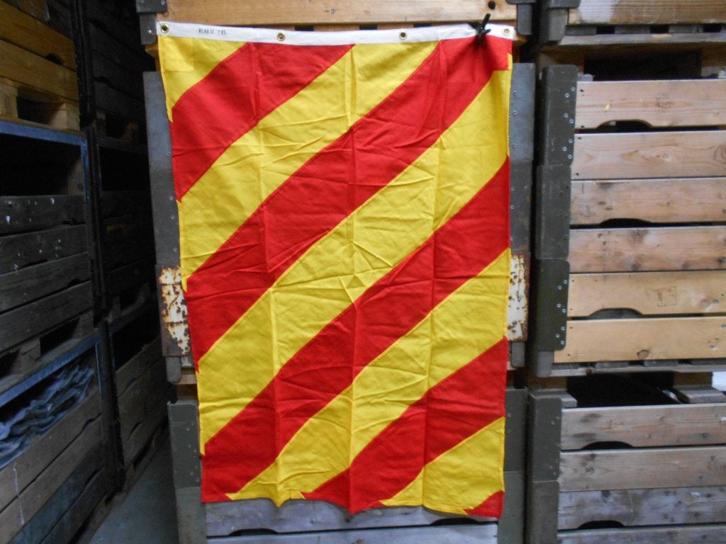 Seinvlag Nederlands leger scheepsvlag Y2KL Ca. 135x95 cm, Ophalen of Verzenden, Marine, Nederland, Vlag of Vaandel