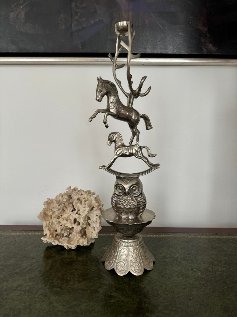 Pols potten kandelaar zilver design candleholder design, Ophalen of Verzenden, Zo goed als nieuw, Overige materialen, Minder dan 25 cm
