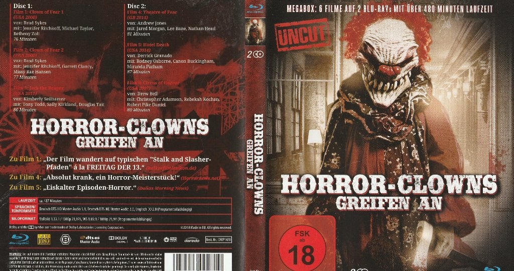 Horror clowns greifen an ( duits ) blu ray 2 discs, Ophalen of Verzenden, Zo goed als nieuw, Horror