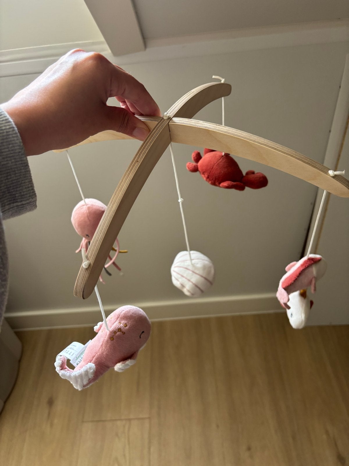 Little Dutch Muziekmobiel Zeediertjes Roze met Doos, Ophalen, Zo goed als nieuw, Mobiel, Met geluid
