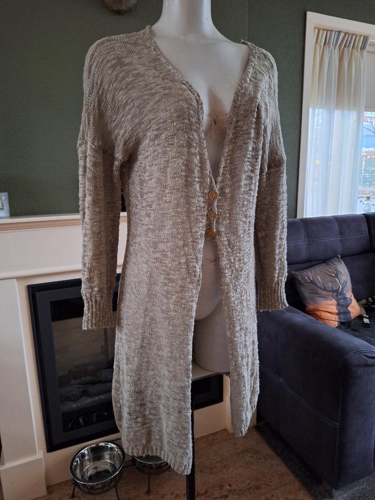 Nana Nucci beige bruin cardigan vest valt groot 34 0 38 M, Maat 38/40 (M), Verzenden, Beige, Zo goed als nieuw