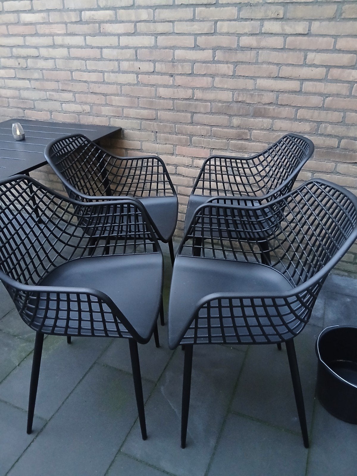 4 x Kwantum Webbing stoel zwart, Ophalen, Zo goed als nieuw, Kunststof