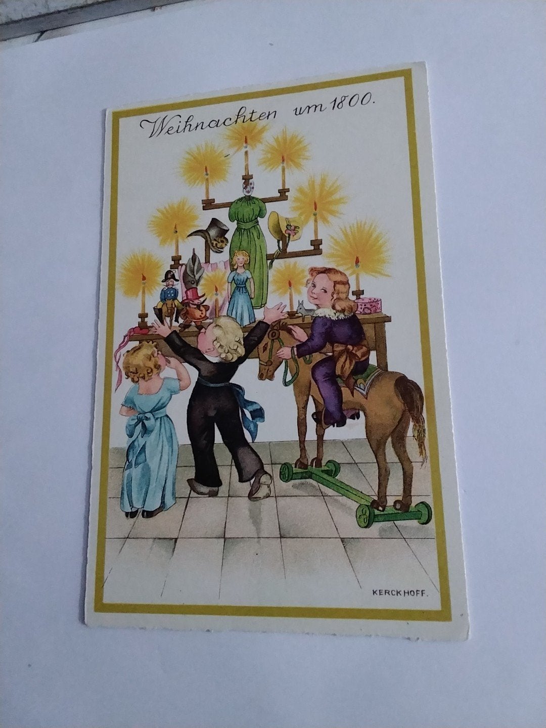 Oude Kerstkaart "Weihnachten um 1800" - Kerckhoff, Ophalen of Verzenden, Voor 1920, Gelopen