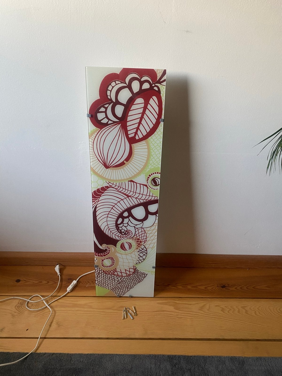 Sfeervolle wandlamp met abstract glas, 95x26 cm, Ophalen of Verzenden, Gebruikt, Glas