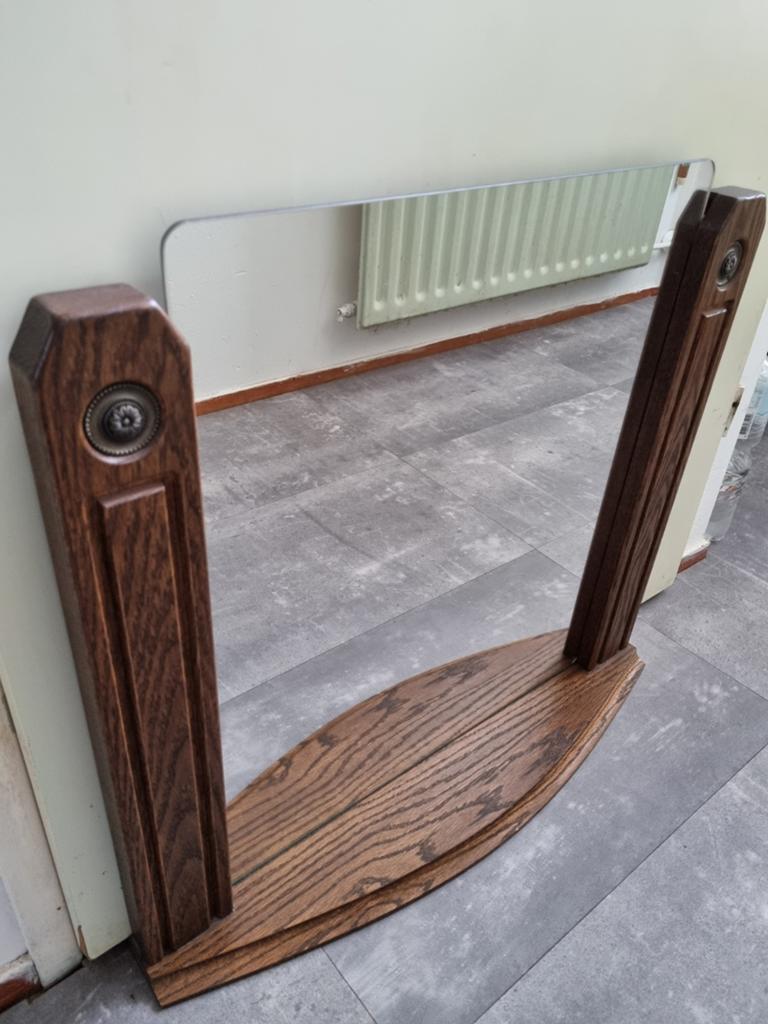 VNT,ArtDeco,WANDHALSPIEGEL/BOOGPLANCHET,60x65cm,Izgst!, Ophalen, Rechthoekig, 50 tot 100 cm, Minder dan 100 cm
