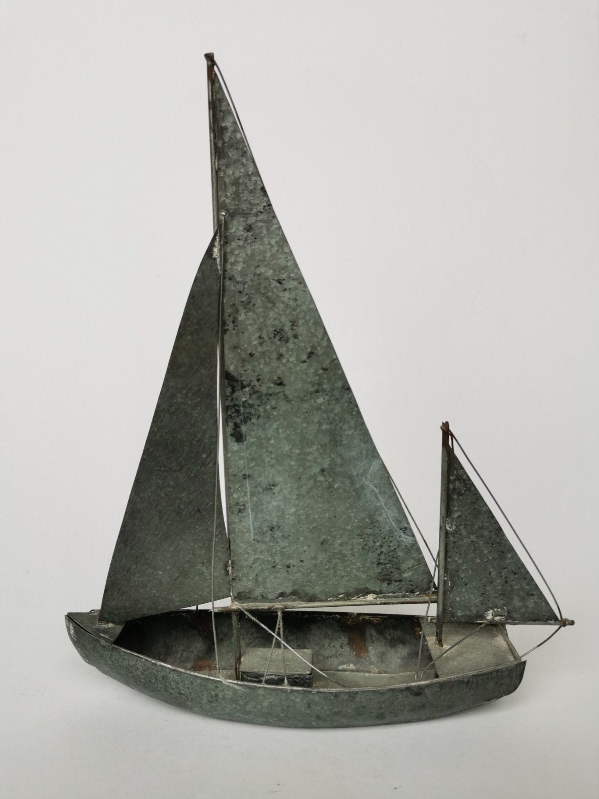 Vintage beeld metalen boot zeilschip maritiem, Verzenden
