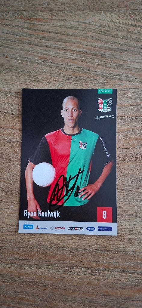 Spelerskaart met handtekening; Ryan Koolwijk # NEC, Verzamelen, Ophalen of Verzenden, Nieuw, Overige binnenlandse clubs, Spelerskaart