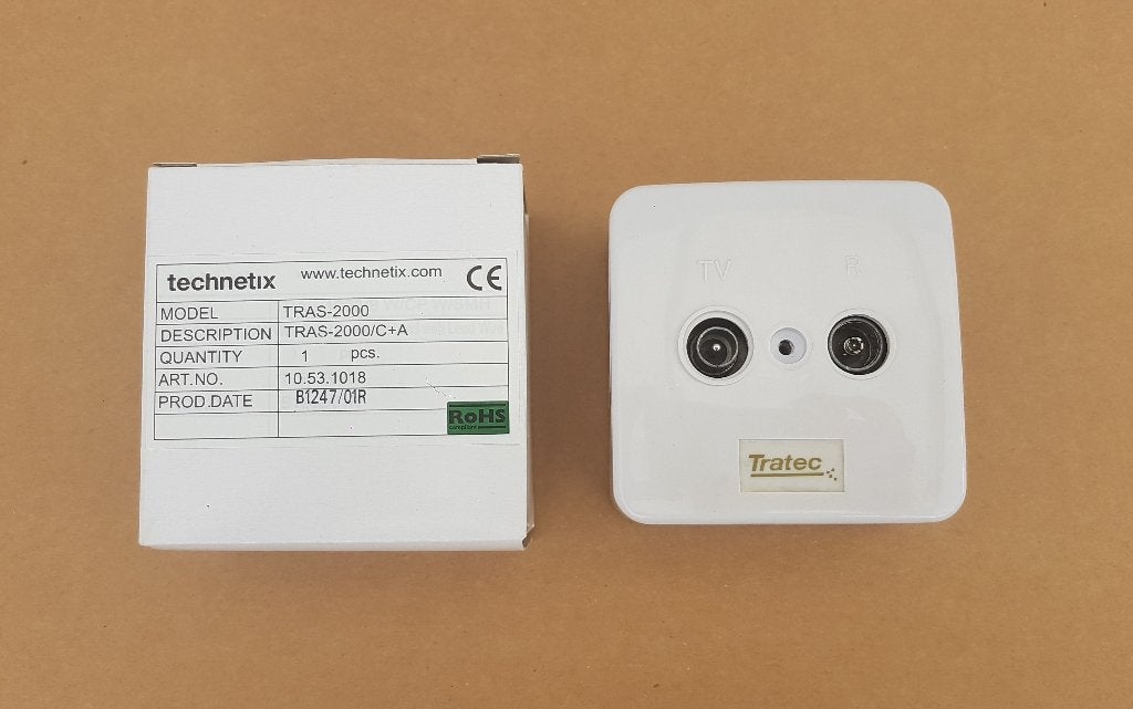 Technetix Tratec TRAS-2000 - tweegats wandcontactdoos, Ophalen of Verzenden, Nieuw