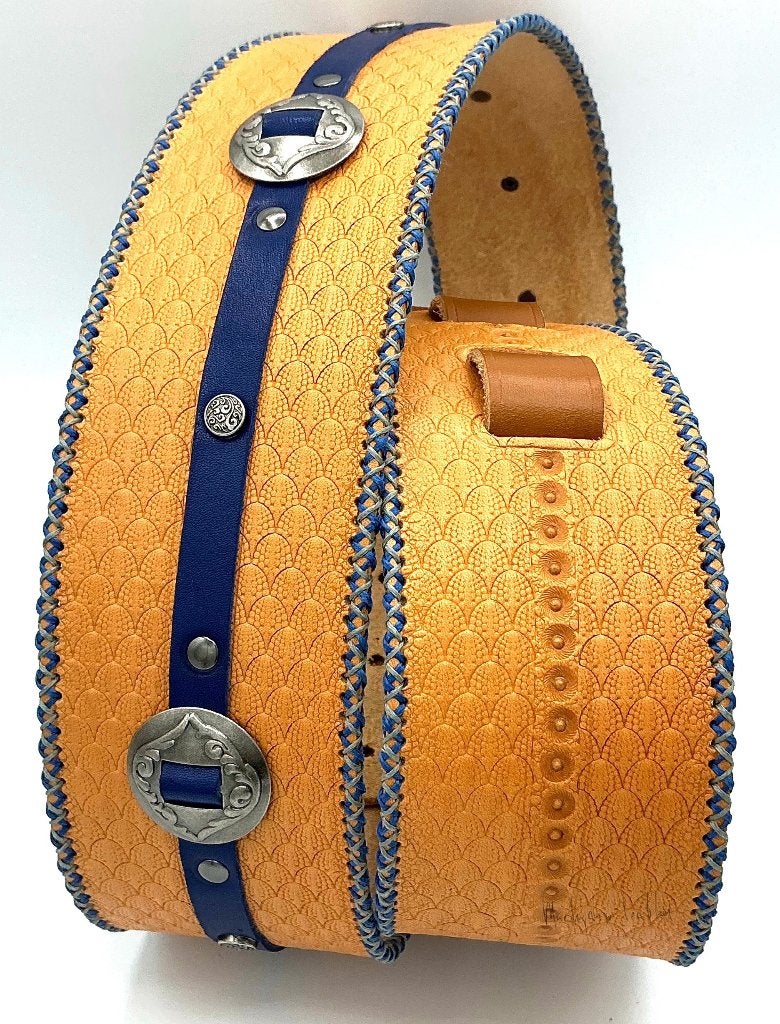 gitaarband leer GB010 tuigleer handmade concho 146/186cm, Verzenden, Nieuw, Akoestische gitaar