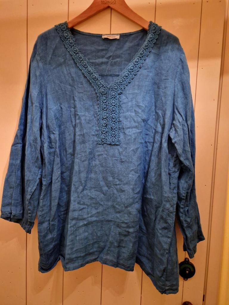 BLAUW LINNEN TUNIEK MAAT 3 PAPRIKA, Paprika, Ophalen of Verzenden, Maat 46/48 (XL) of groter, Blauw