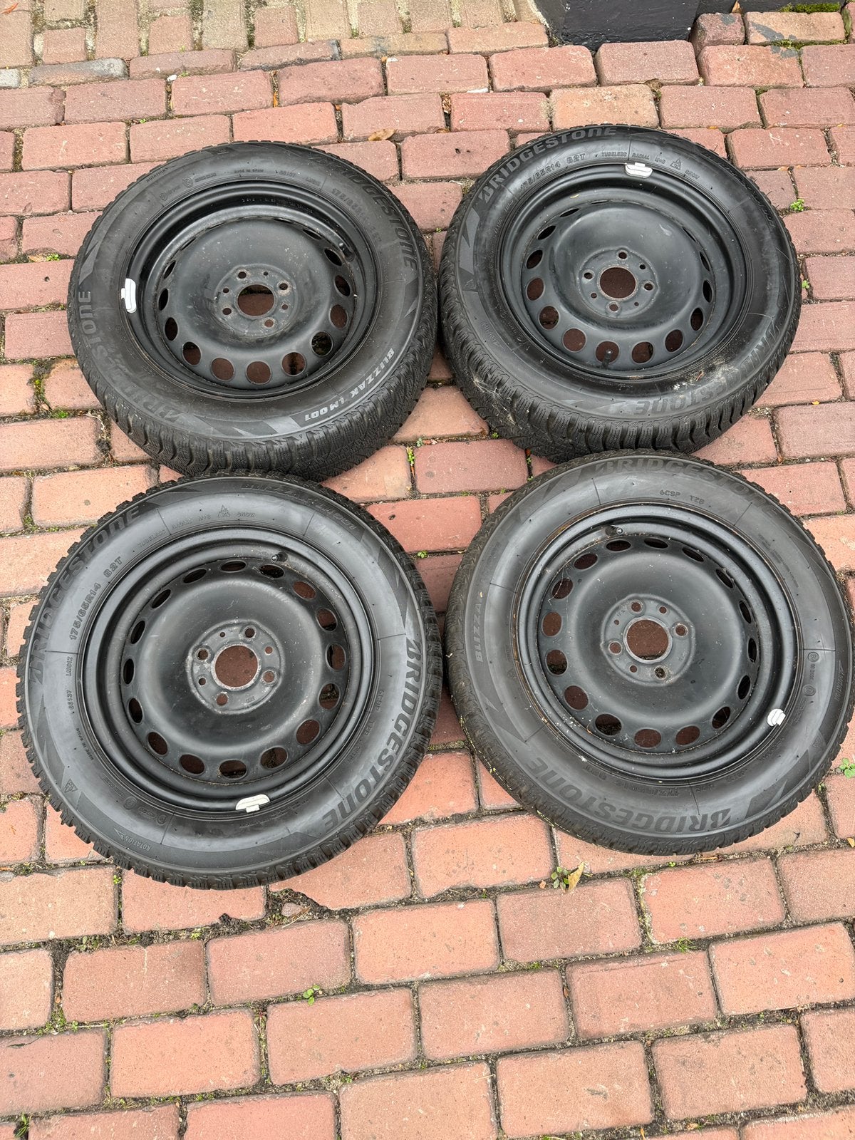 Fiat 500 175 65 14 Panda winterset winterbanden, Ophalen, 14 inch, 175 mm, Banden en Velgen