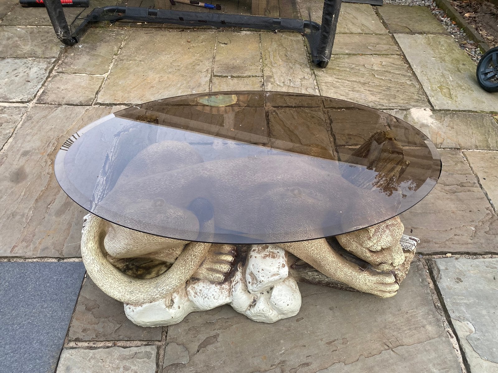 Tijger tafel salon tafel leeuw dier glastafel, Ophalen of Verzenden, Zo goed als nieuw, Rechthoekig, 50 tot 100 cm