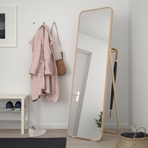 IKEA grote passpiegel met houten frame – Goede staat, Ophalen