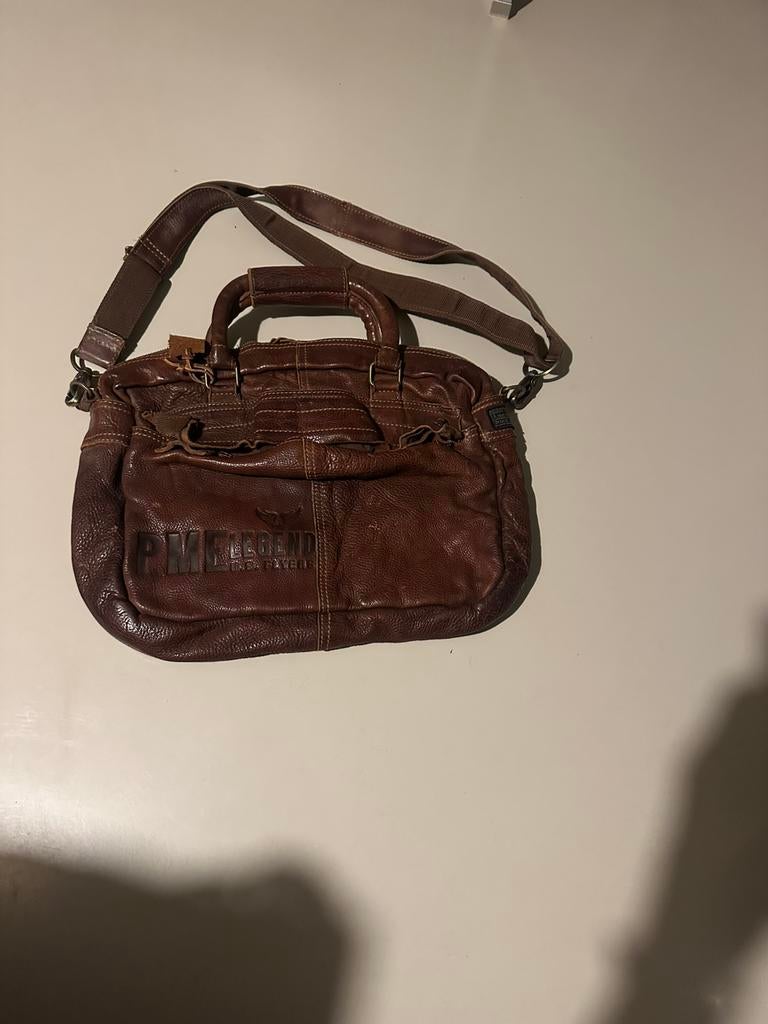 P.M legend leren tas, Ophalen of Verzenden, Zo goed als nieuw, Bruin