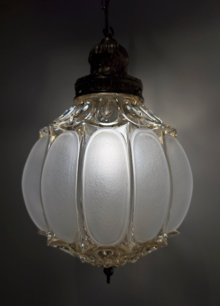 Glashütte Limburg |Hanglamp | Goud/Brons | Amber Glas | 1960, Gebruikt, Vintage | Mid-century | Kristal | 1960 | Design | Hanglamp | BLF