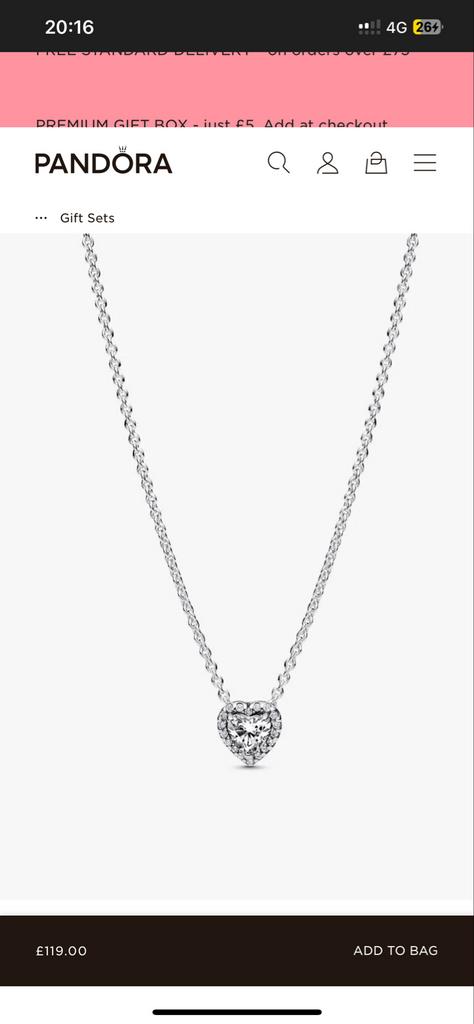 Pandora S925 ALE Sterling Zilveren Ketting, Ophalen, Gebruikt, Zilver, Met hanger