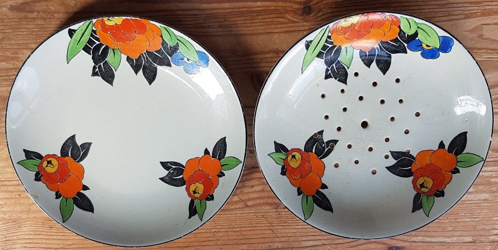 Art Deco Bord & Fruitschaal/Aardbeien Zeef Bursley Ware UK, Ophalen of Verzenden