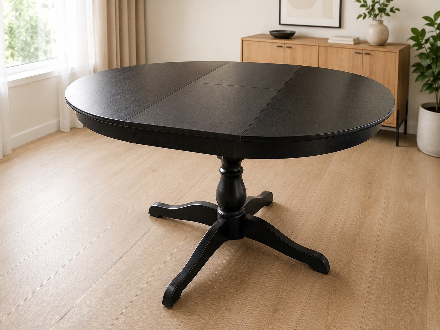Ikea Ingatorp eettafel zwart - uitschuifbaar, Ophalen, Gebruikt, Rond, Vier personen