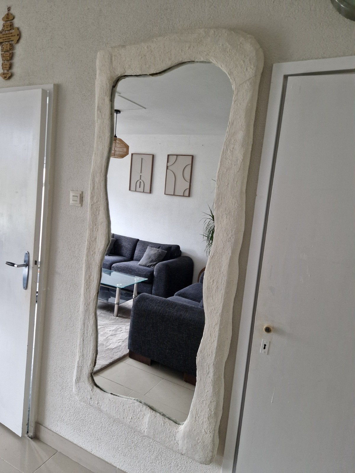 Unieke spiegel met organische vorm, Huis en Inrichting, Woonaccessoires | Spiegels, Ophalen, Gebruikt, Overige vormen, 150 tot 200 cm