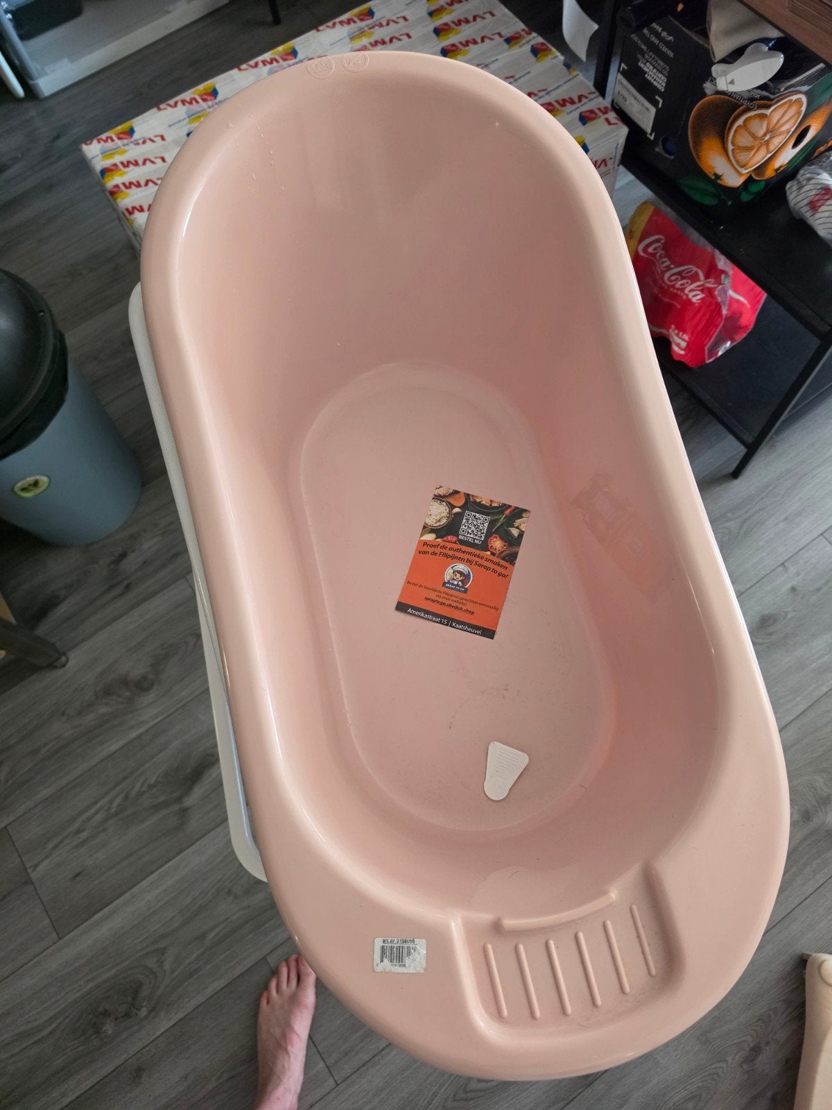 Babybadje met standaard - Roze, Gebruikt, Ophalen of Verzenden, Badje, Bébé-jou