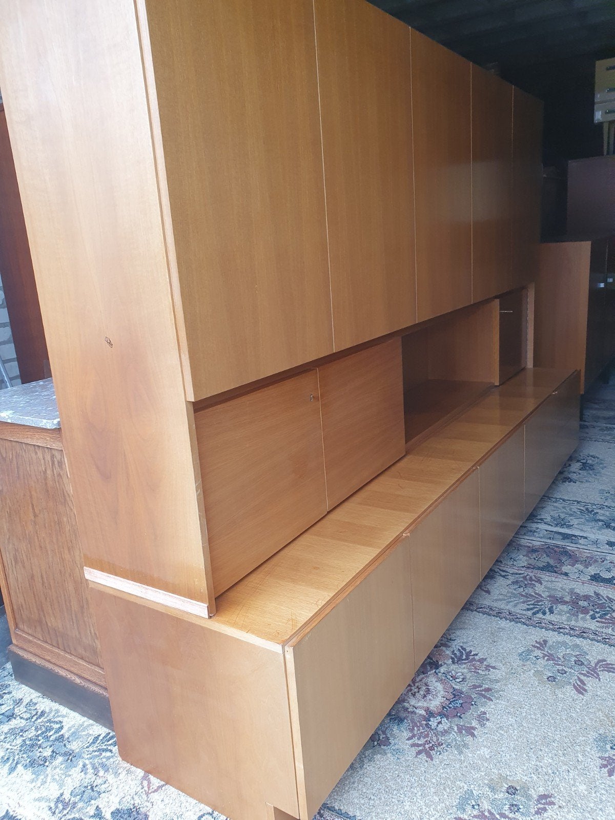 Vintage wandkast  twee delen., Huis en Inrichting, Ophalen, Gebruikt, 200 cm of meer, Met lade(s)