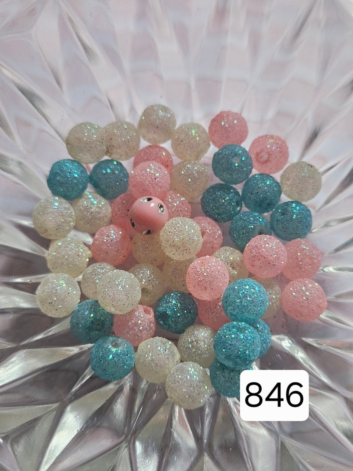 Glitter Kralen Mix - Roze, Blauw, Wit (846), Ophalen of Verzenden, Nieuw, Kraal