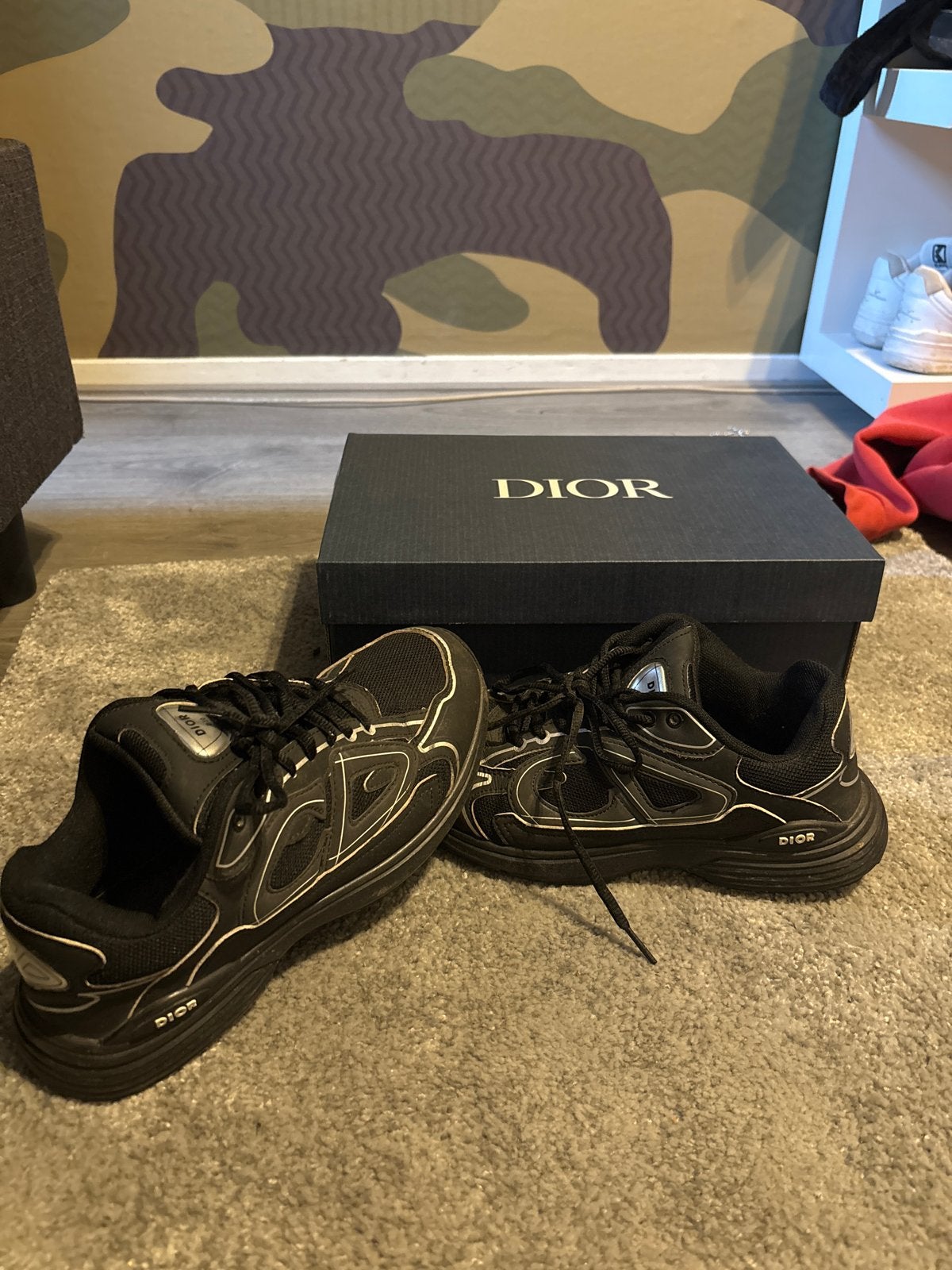 Dior B30 Sneakers Maat 41 met Doos - Gedragen, Zwart, Ophalen of Verzenden, Sneakers of Gympen, Gedragen