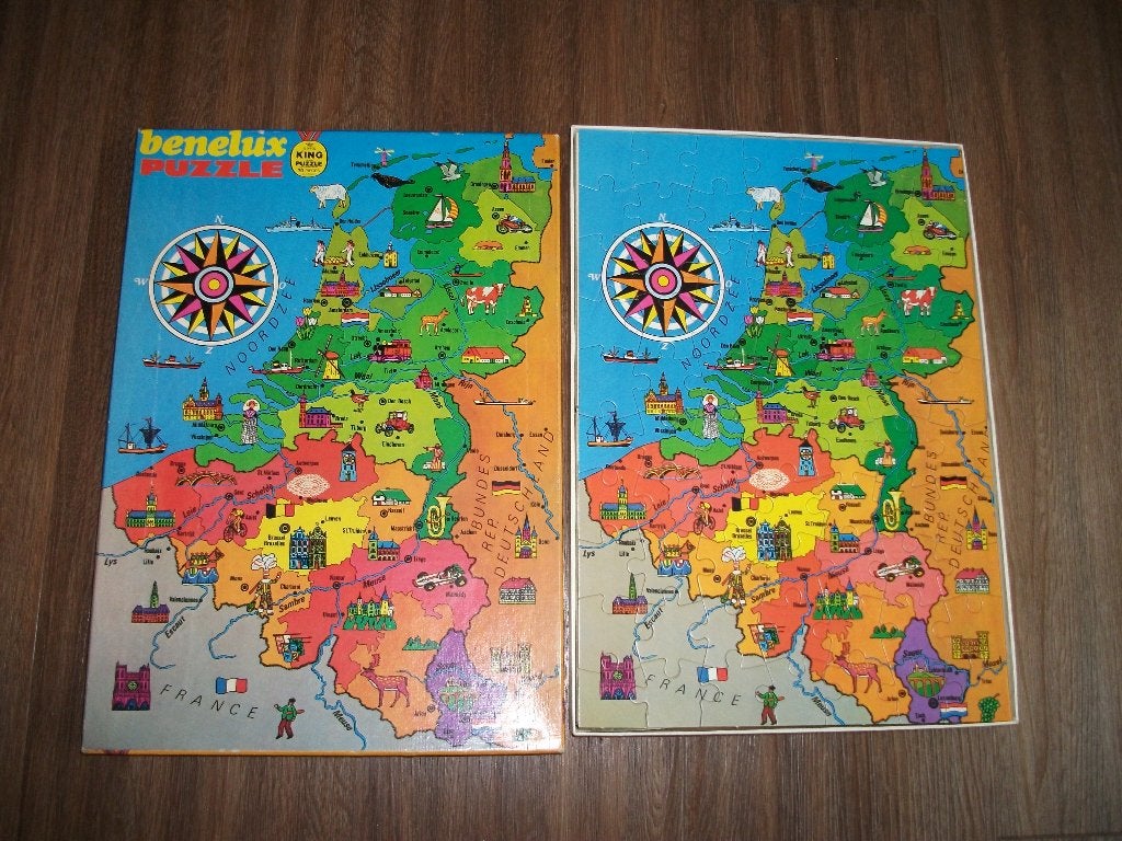 King puzzel Benelux 70 stuks, Ophalen of Verzenden, Minder dan 500 stukjes, Gebruikt, Legpuzzel