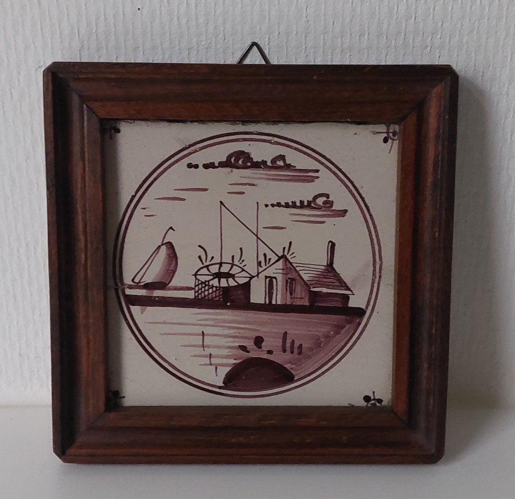 Antieke tegel met Hollands landschap, Antiek en Kunst, Ophalen