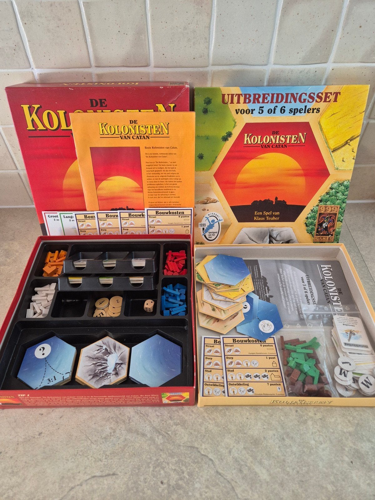 Kolonisten van Catan + 5/6 uitbreiding, Ophalen of Verzenden, Gebruikt