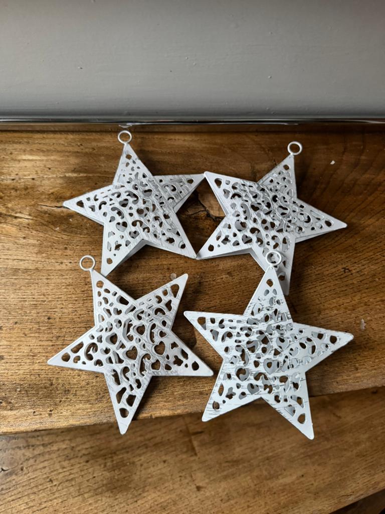 4x Sterren decoratiehangers wit, Diversen, Ophalen of Verzenden, Zo goed als nieuw