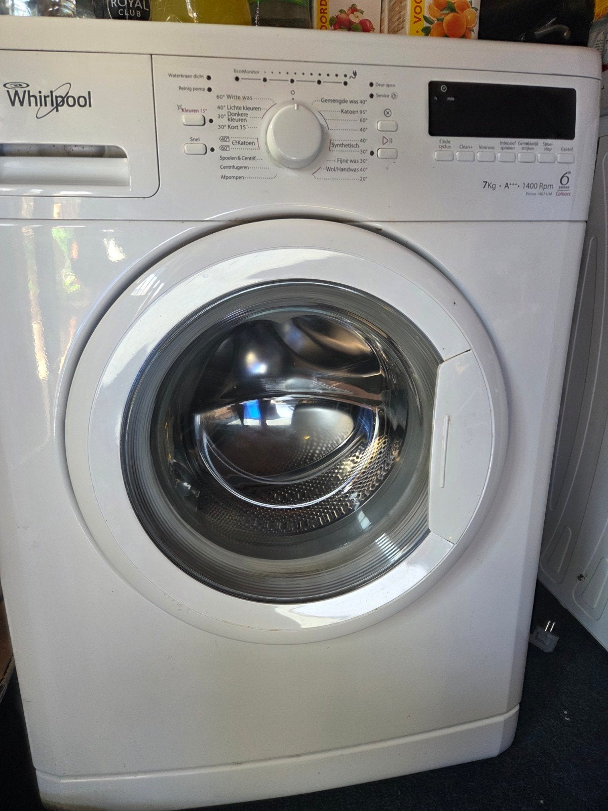 Whirlpool Wasmachine 1400 toeren 7 kg, Ophalen, Gebruikt, Voorlader, 85 tot 90 cm