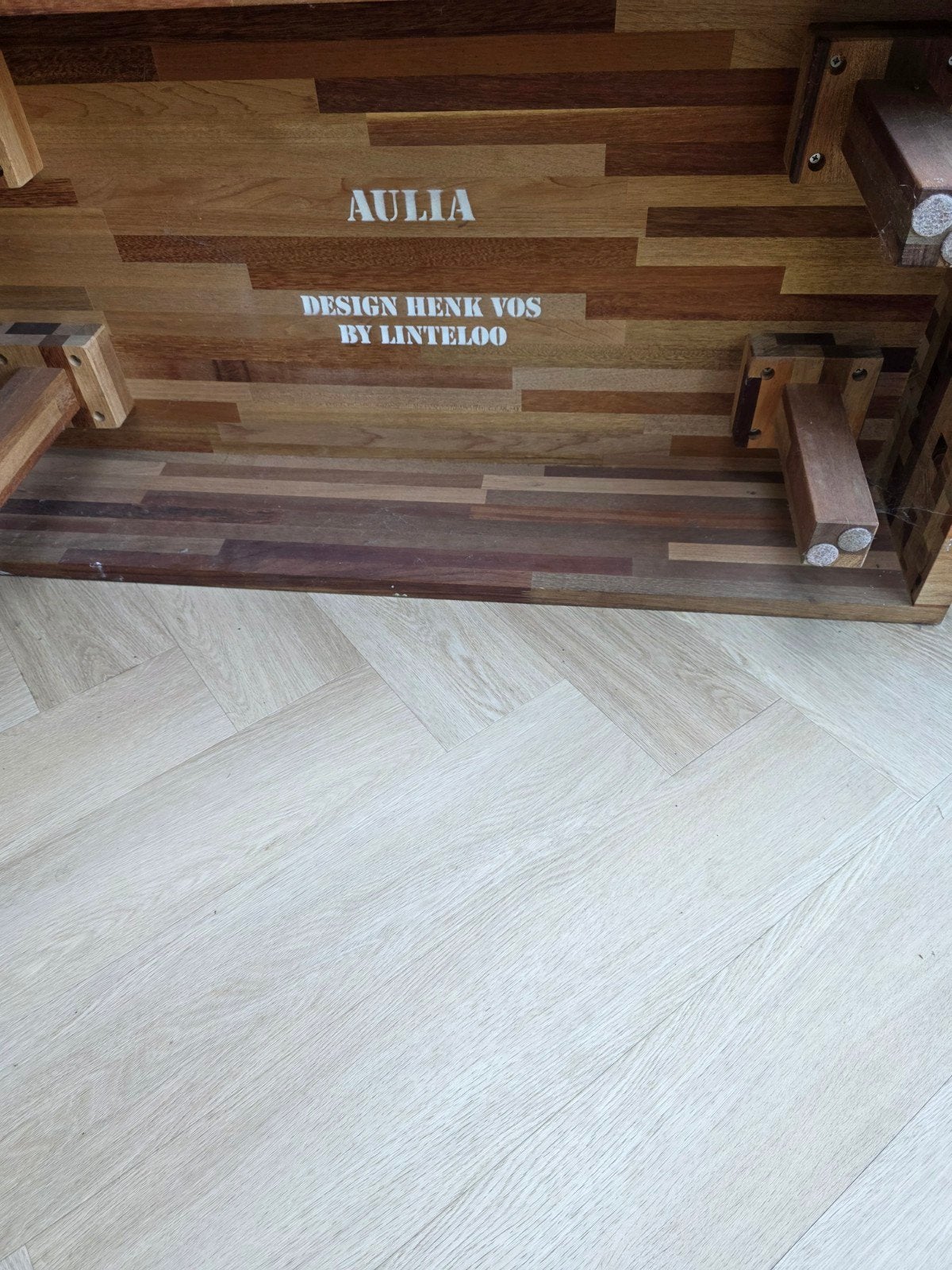 Aulia Design Henk Vos by Linteloo Salontafel, Gebruikt, 150 tot 200 cm, Minder dan 50 cm, Overige houtsoorten