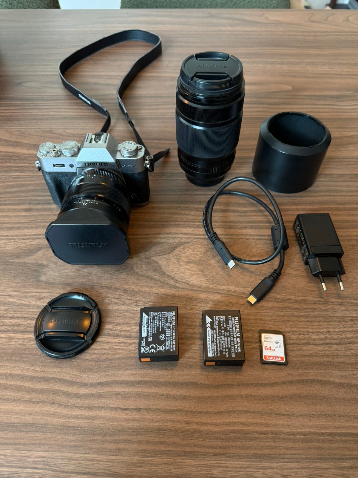 Fujifilm X-T30 + Fujinon XF23mm + Fujinon XF55-200mm, Ophalen of Verzenden, Zo goed als nieuw, Geen optische zoom