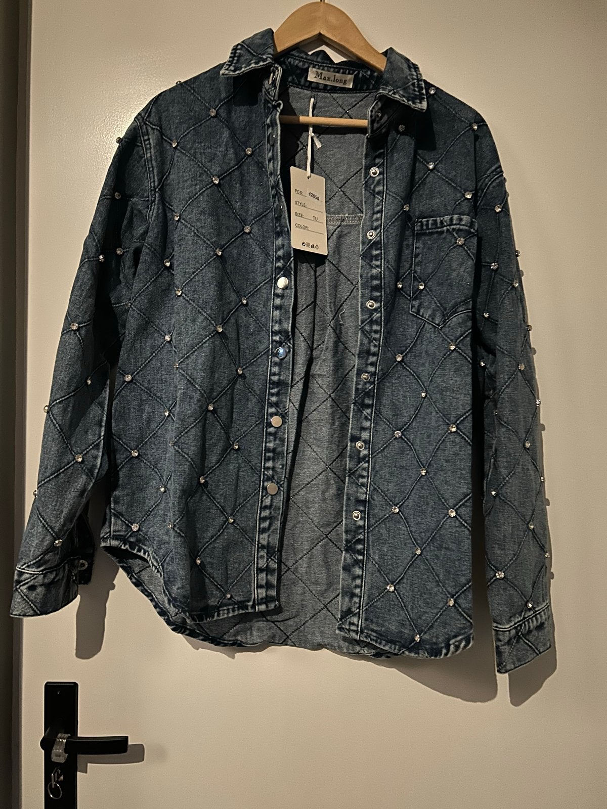 Spijkerjasje met strass steentjes, Ophalen of Verzenden, Nieuw, Maat 38/40 (M), Blauw