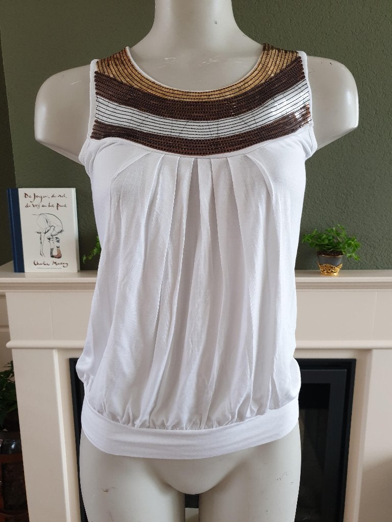 Roberto Cavalli top shirt met pailletten mt S 36 wit ZGAN, Verzenden, Wit, Zo goed als nieuw, Roberto Cavalli