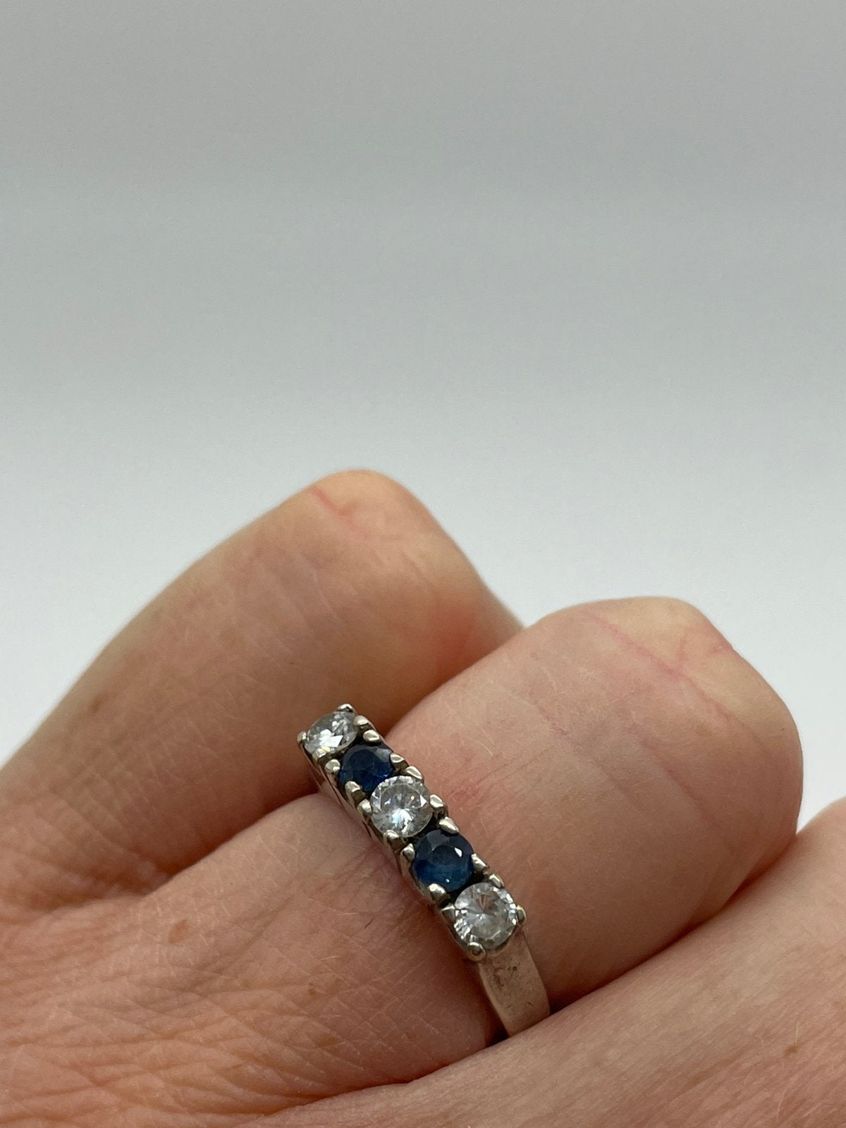 G71 Prachtige zilveren saffier rijring (verstelbaar), Ophalen of Verzenden, Zilver, Ring, Met edelsteen