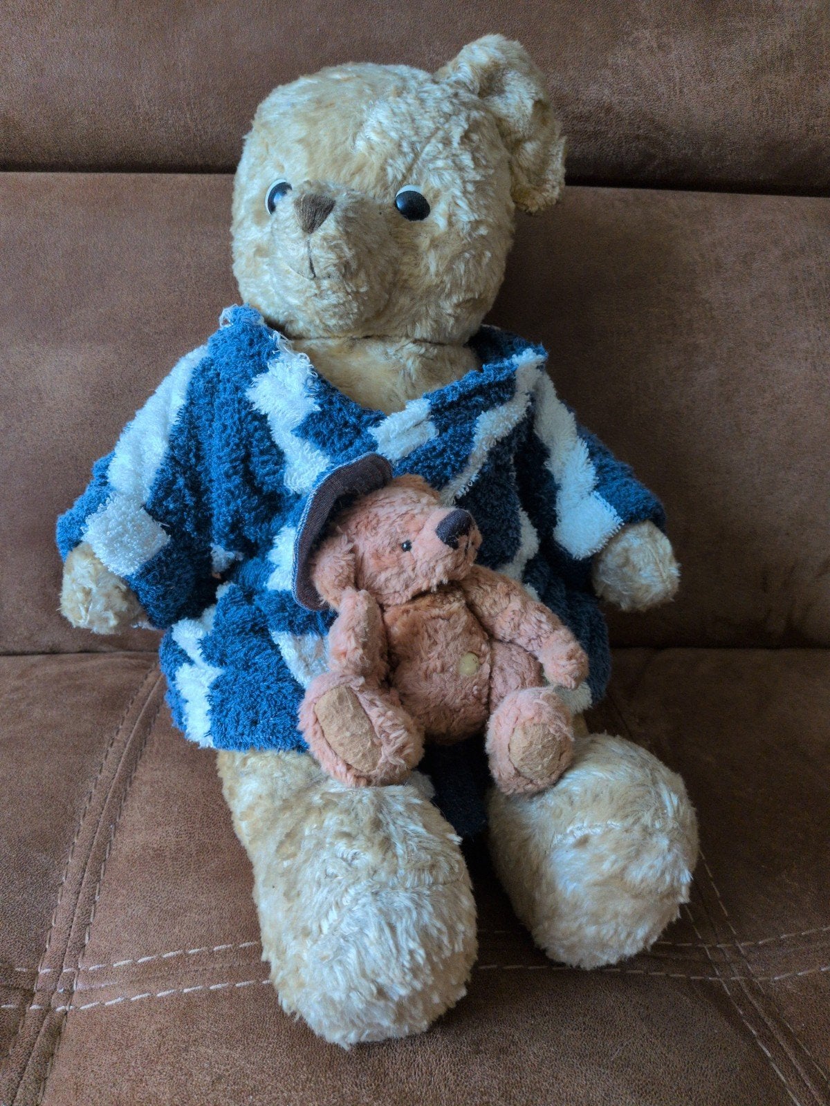 2 Beren Grote Beer met Badjas & Kleine Steiff Beer, Gebruikt, Beer, Ophalen of Verzenden, Middelgroot (20 tot 80 cm)