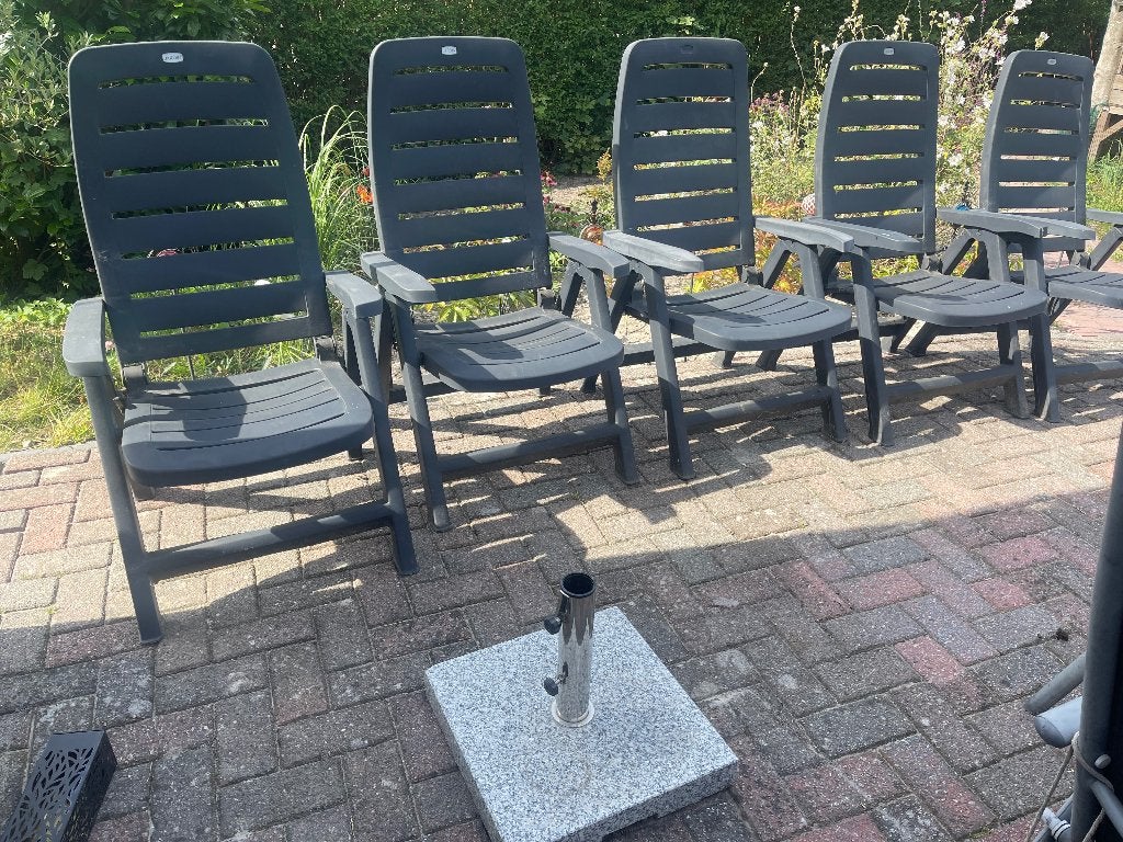Jardin zomerstoelen en parasolvoet, Ophalen, Gebruikt, Kunststof, Inklapbaar