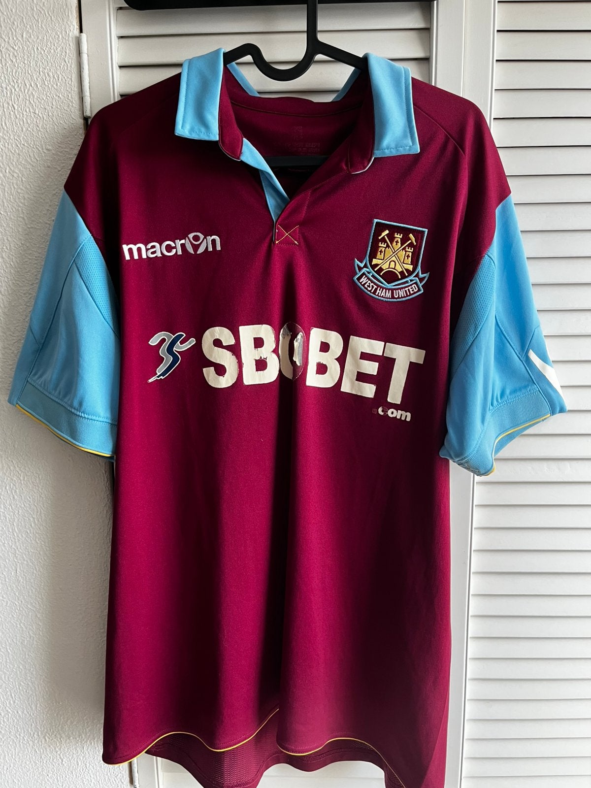 West Ham retro shirt, Maat L, Ophalen of Verzenden, Gebruikt, Shirt