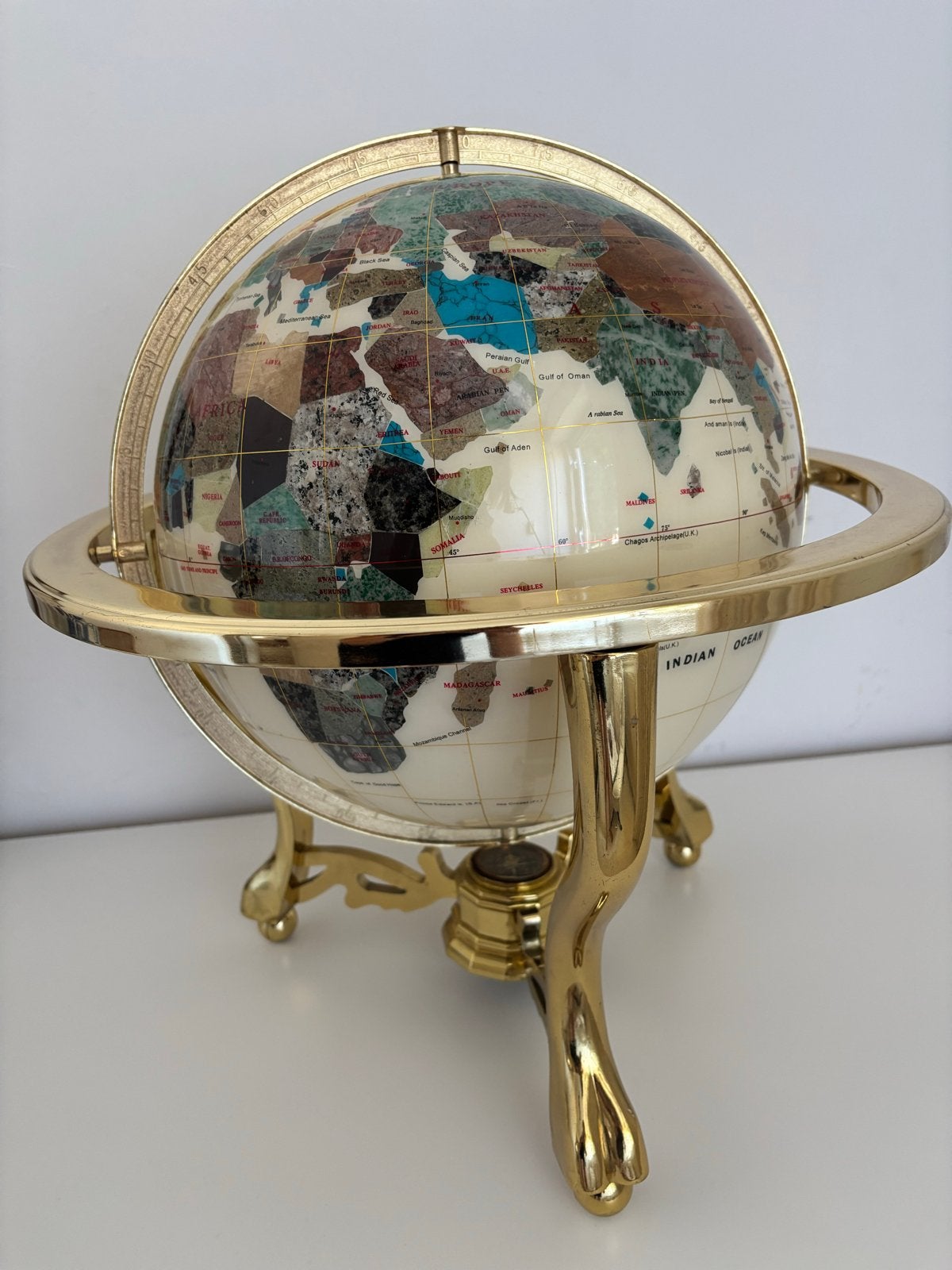Vintage wereldbol met gekleurde edelstenen, Ophalen, Draaibaar, Overige typen, Zo goed als nieuw
