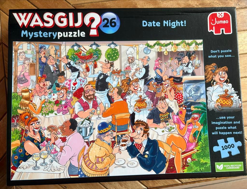 Wasgij Mystery 26 Date Night! Legpuzzel 1000 stukjes, Ophalen of Verzenden, 500 t/m 1500 stukjes, Zo goed als nieuw, Legpuzzel