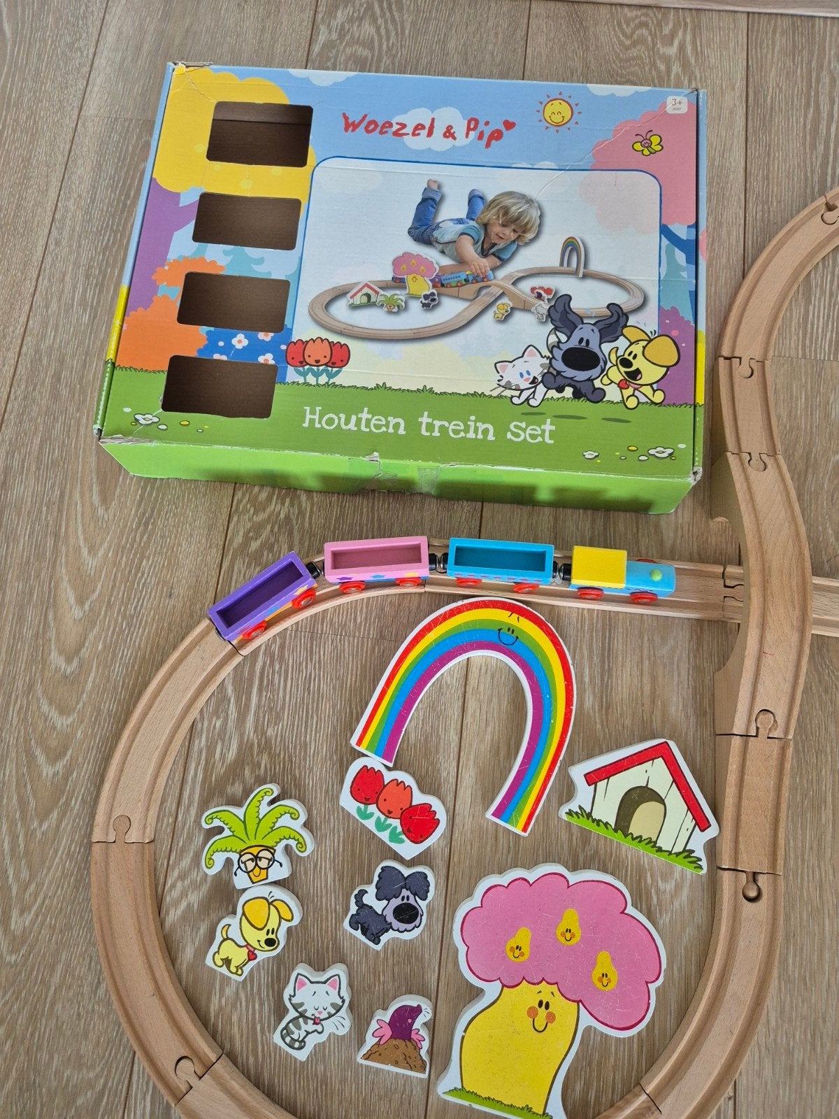 Woezel & Pip Houten Trein Set, Ophalen, Gebruikt, Rij- of Hobbelspeelgoed